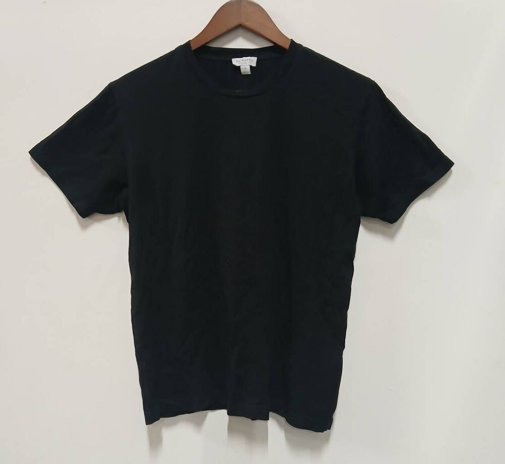 Sunspel london mens medium black crewneck tshirt shortsleeve classic
